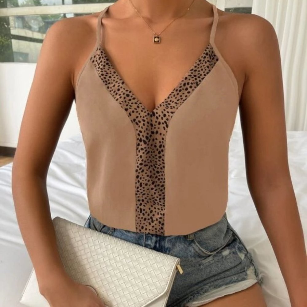 Leopard Print Cami Top - tan - Picture 3 of 6